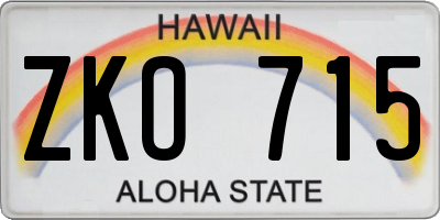 HI license plate ZKO715