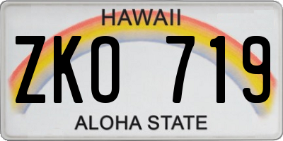 HI license plate ZKO719