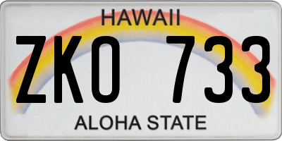 HI license plate ZKO733