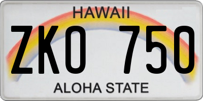 HI license plate ZKO750