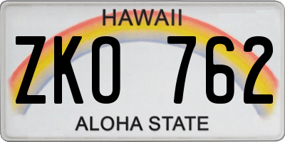HI license plate ZKO762