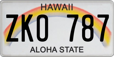 HI license plate ZKO787
