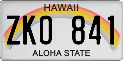 HI license plate ZKO841