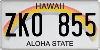 HI license plate ZKO855