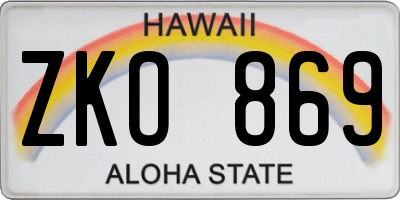 HI license plate ZKO869