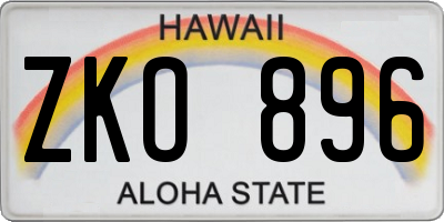 HI license plate ZKO896