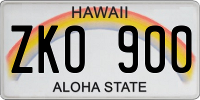 HI license plate ZKO900