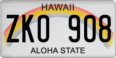 HI license plate ZKO908