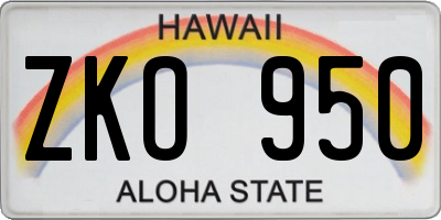 HI license plate ZKO950