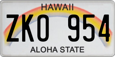 HI license plate ZKO954