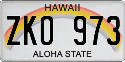 HI license plate ZKO973
