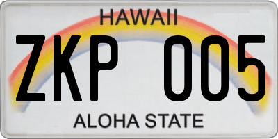 HI license plate ZKP005