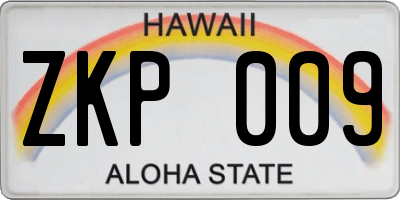 HI license plate ZKP009