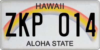 HI license plate ZKP014