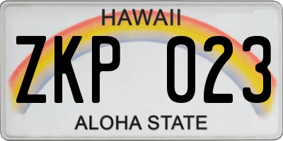 HI license plate ZKP023