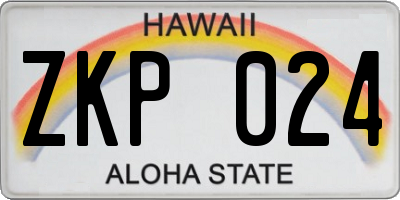 HI license plate ZKP024