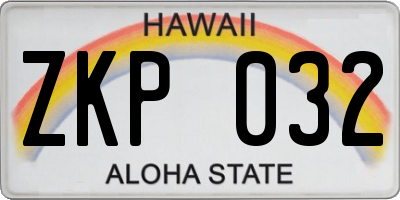HI license plate ZKP032