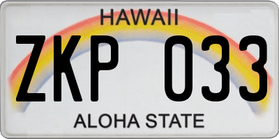 HI license plate ZKP033
