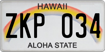 HI license plate ZKP034