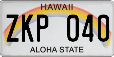 HI license plate ZKP040
