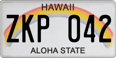 HI license plate ZKP042