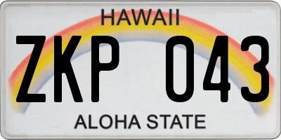 HI license plate ZKP043