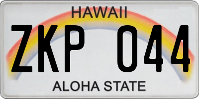 HI license plate ZKP044