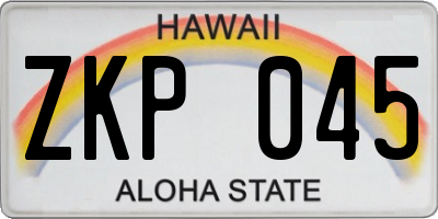 HI license plate ZKP045