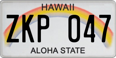 HI license plate ZKP047