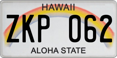 HI license plate ZKP062