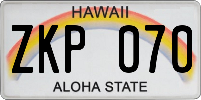 HI license plate ZKP070