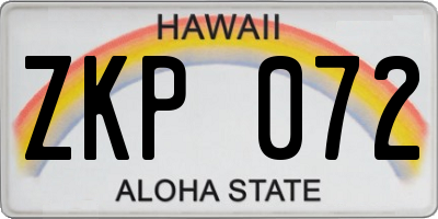 HI license plate ZKP072