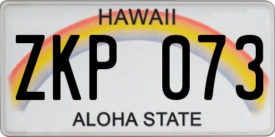 HI license plate ZKP073