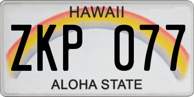 HI license plate ZKP077