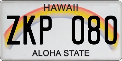 HI license plate ZKP080