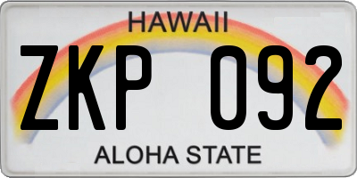 HI license plate ZKP092