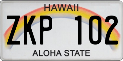 HI license plate ZKP102