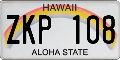 HI license plate ZKP108