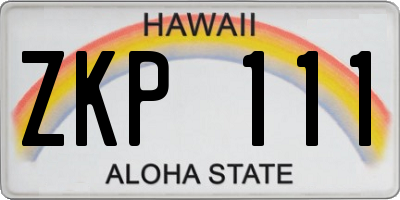 HI license plate ZKP111