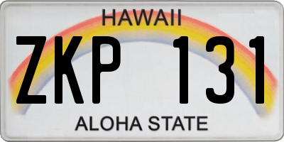 HI license plate ZKP131