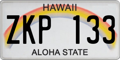 HI license plate ZKP133