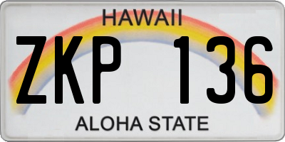 HI license plate ZKP136
