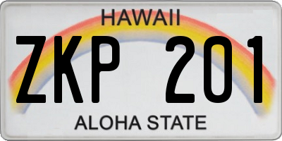 HI license plate ZKP201