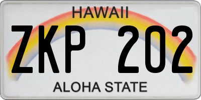 HI license plate ZKP202