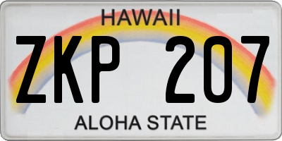 HI license plate ZKP207