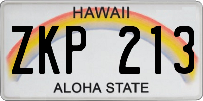 HI license plate ZKP213