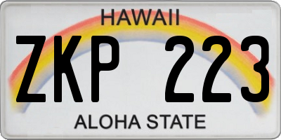 HI license plate ZKP223