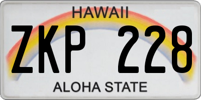 HI license plate ZKP228