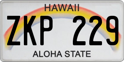 HI license plate ZKP229