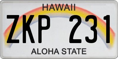 HI license plate ZKP231